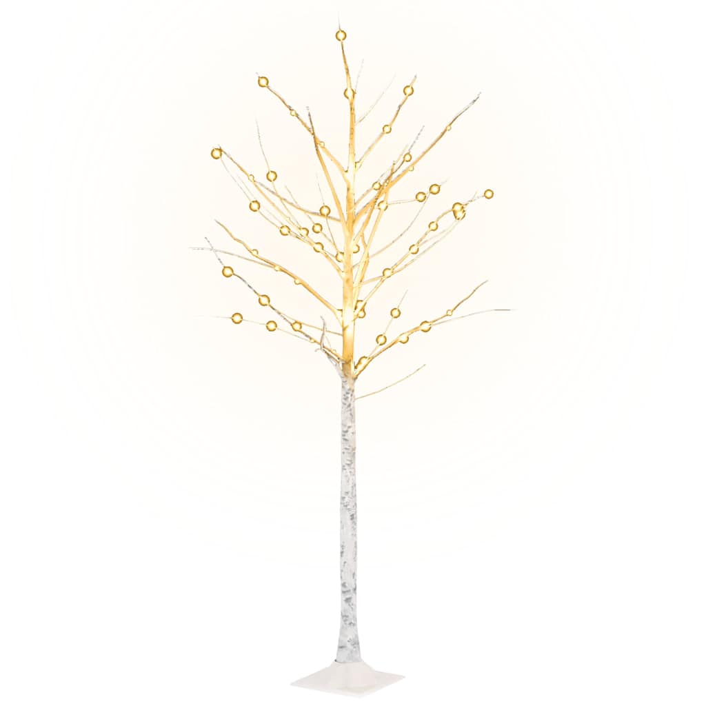 345144 vidaXL LED White Birch Tree Warm White 96 LEDs 180 cm