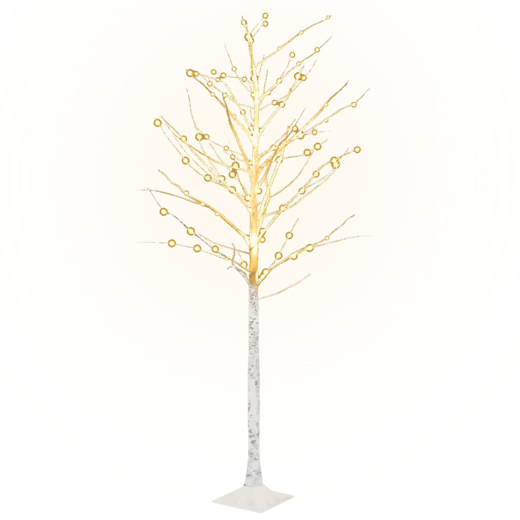 345145 vidaXL LED White Birch Tree Warm White 128 LEDs 220 cm