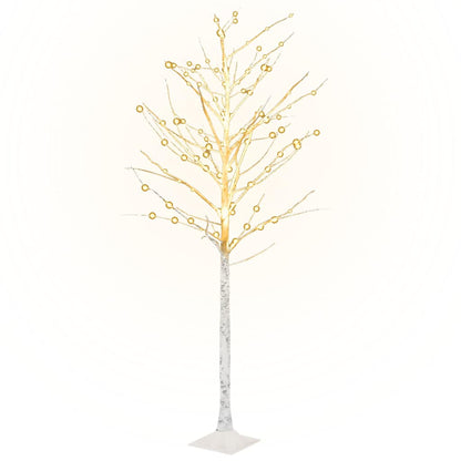345145 vidaXL LED White Birch Tree Warm White 128 LEDs 220 cm