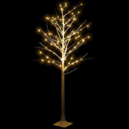 345145 vidaXL LED White Birch Tree Warm White 128 LEDs 220 cm