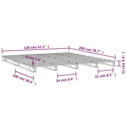 vidaXL Pallet Bed | Grey | Solid pine wood | 120x200 cm | Simple | Pallet Bed
