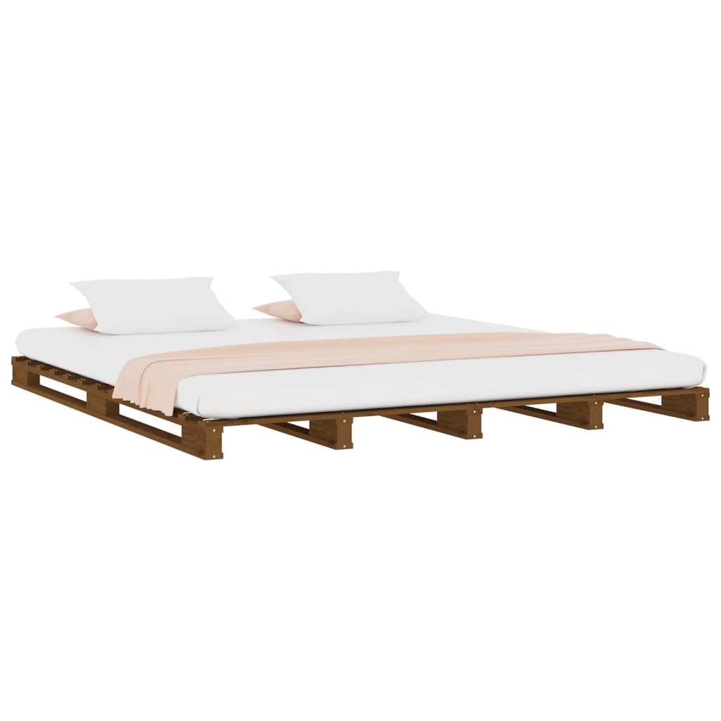 vidaXL Pallet Bed | Honey Brown | Solid pine wood | Double | Durable