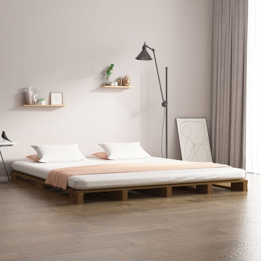vidaXL Pallet Bed | Honey Brown | Solid pine wood | Double | Durable