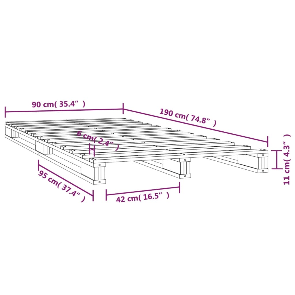 vidaXL Pallet Bed without Mattress Single Solid Wood