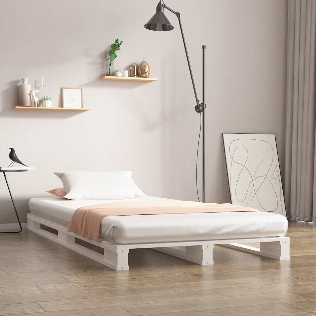 vidaXL Pallet Bed without Mattress White Single Solid Wood