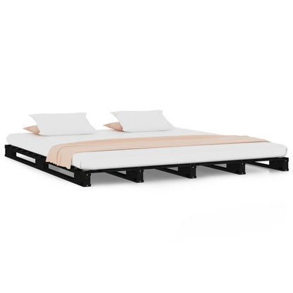 vidaXL Pallet Bed without Mattress Black Small Double Solid Wood