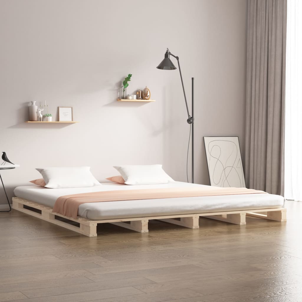 vidaXL Pallet Bed | Natural pine | Solid pine wood | Double | Durable