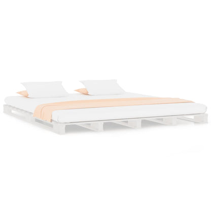 vidaXL Pallet Bed without Mattress White Double Solid Wood