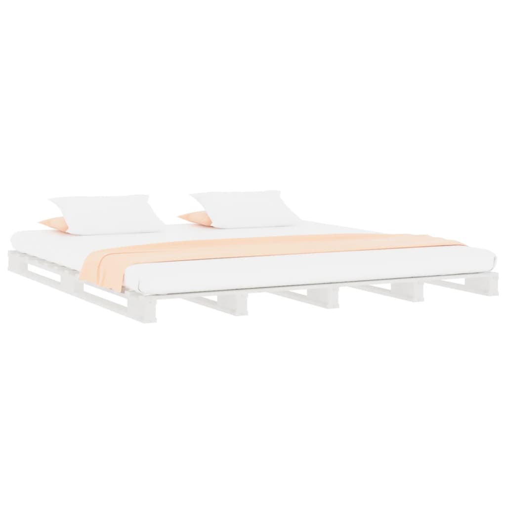 vidaXL Pallet Bed without Mattress White Double Solid Wood