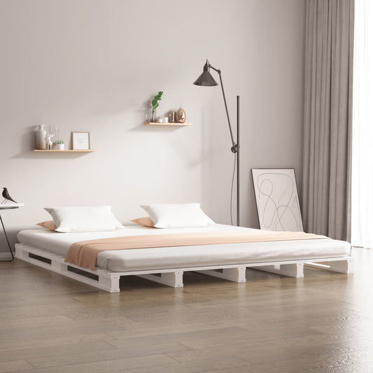 vidaXL Pallet Bed without Mattress White Double Solid Wood