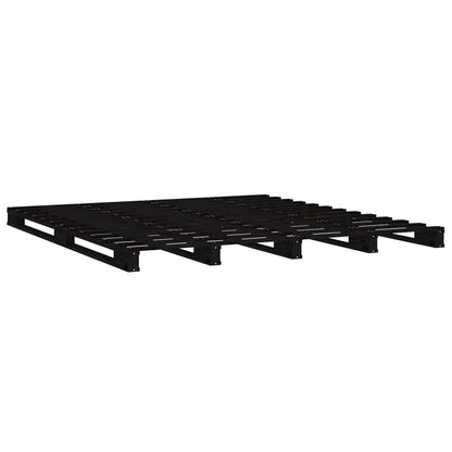 vidaXL Pallet Bed without Mattress Black Double Solid Wood