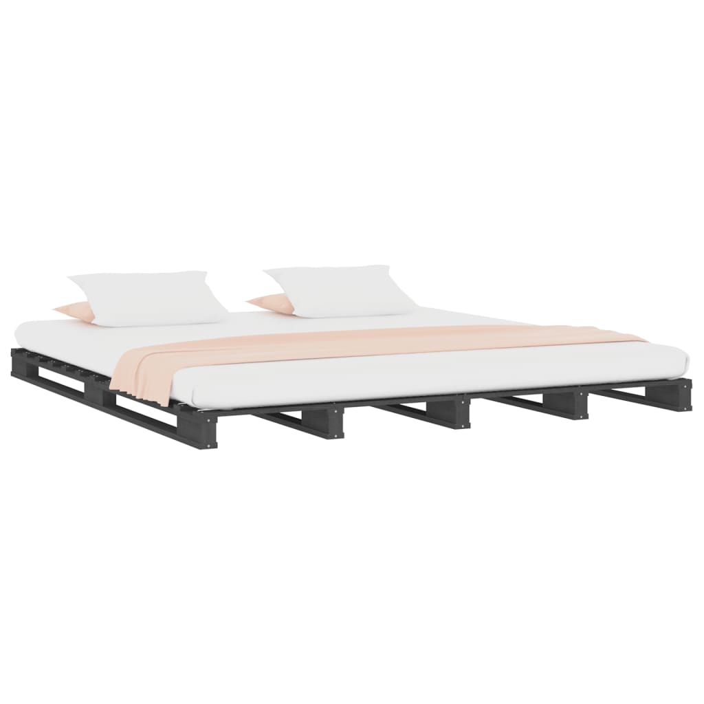vidaXL Pallet Bed | Grey | Solid pine wood | Double |  Durable  | Pallet Bed