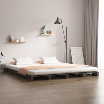 vidaXL Pallet Bed | Grey | Solid pine wood | Double |  Durable  | Pallet Bed