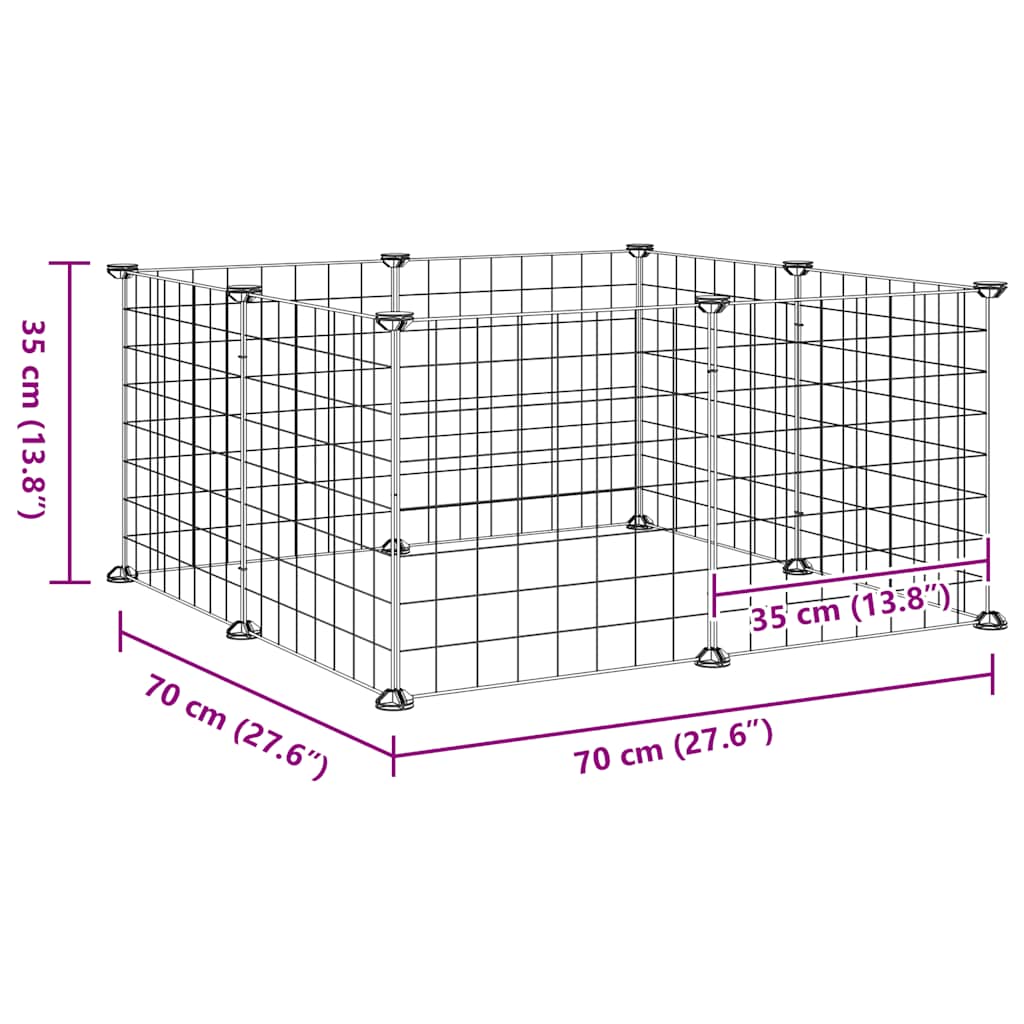 vidaXL 8-Panel Pet Cage Black 35x35 cm Steel