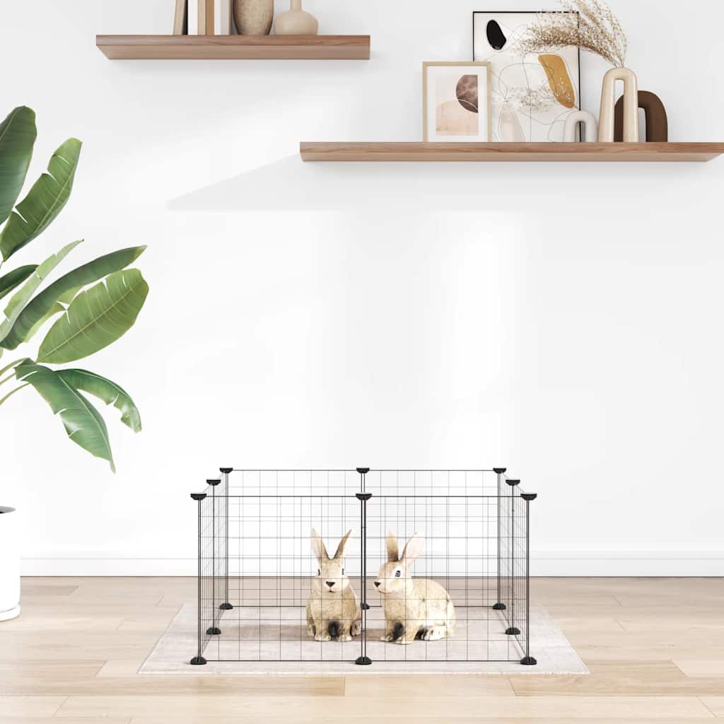 vidaXL 8-Panel Pet Cage Black 70x70x35 cm Steel