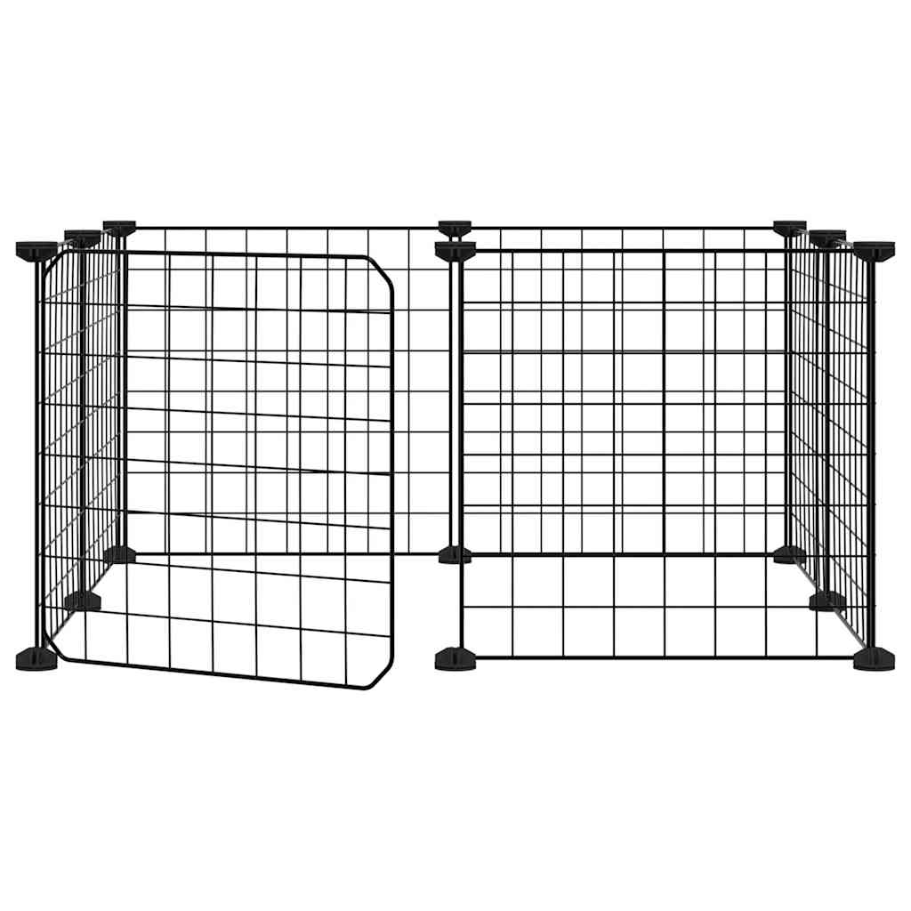 vidaXL 8-Panel Pet Cage with Door Black 35x35 cm Steel