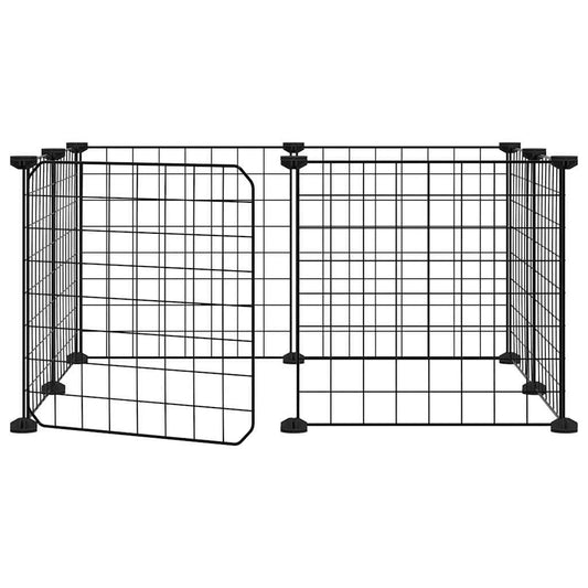 vidaXL 8-Panel Pet Cage with Door Black 35x35 cm Steel