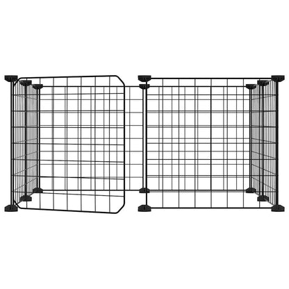 vidaXL 8-Panel Pet Cage with Door Black 35x35 cm Steel