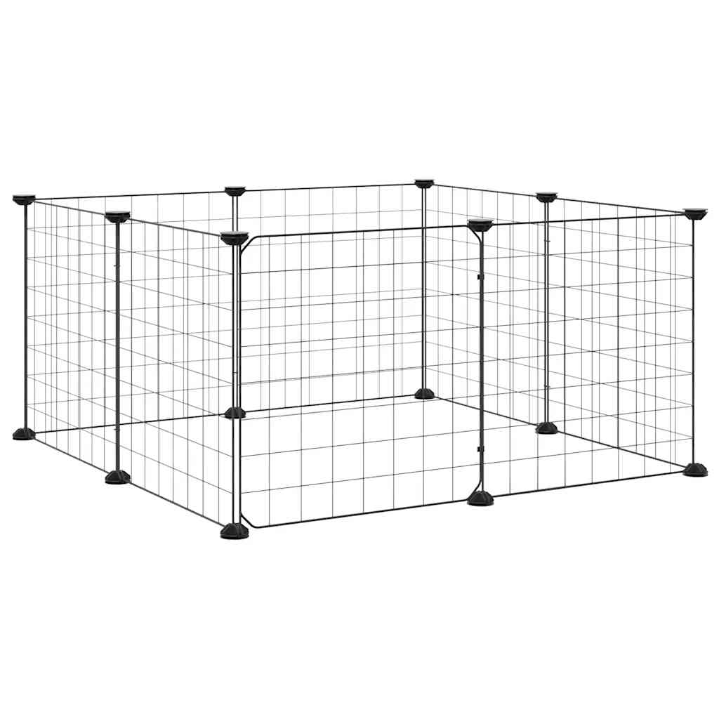 vidaXL 8-Panel Pet Cage with Door Black 70x70x35 cm Steel