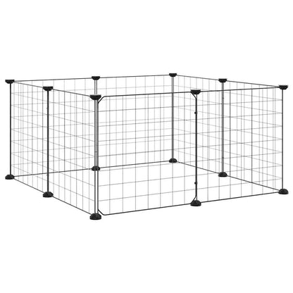 vidaXL 8-Panel Pet Cage with Door Black 70x70x35 cm Steel