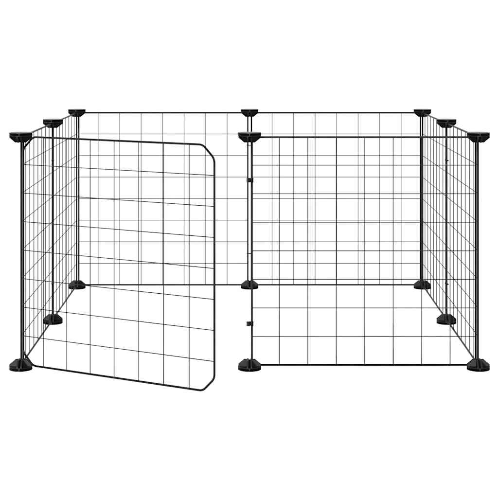 vidaXL 8-Panel Pet Cage with Door Black 70x70x35 cm Steel