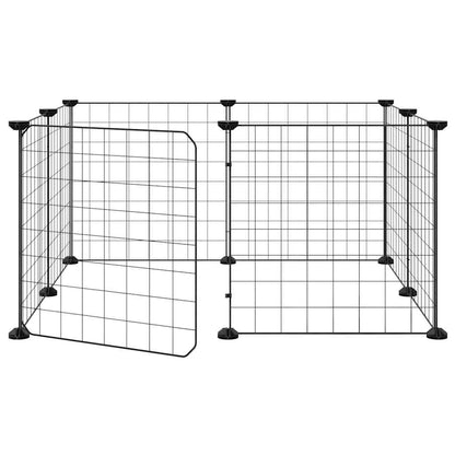 vidaXL 8-Panel Pet Cage with Door Black 70x70x35 cm Steel