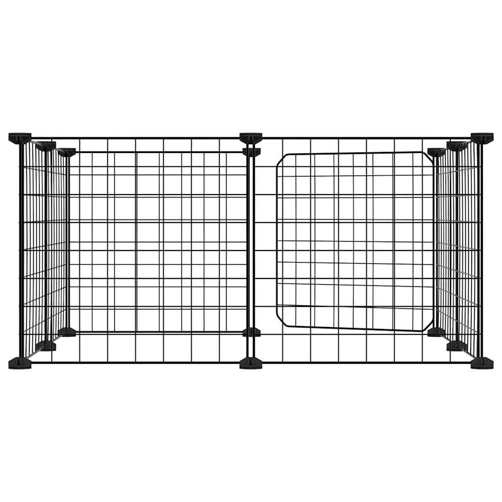 vidaXL 8-Panel Pet Cage with Door Black 35x35 cm Steel