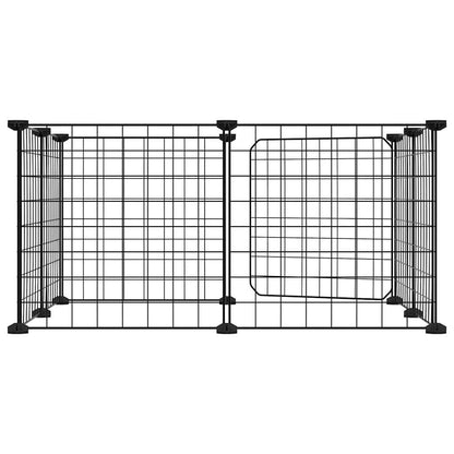 vidaXL 8-Panel Pet Cage with Door Black 35x35 cm Steel
