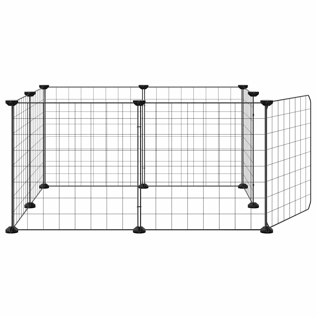 vidaXL 8-Panel Pet Cage with Door Black 70x70x35 cm Steel