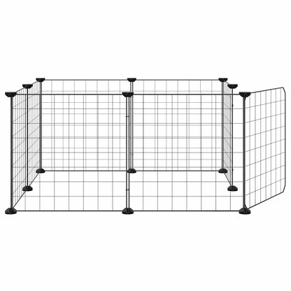 vidaXL 8-Panel Pet Cage with Door Black 70x70x35 cm Steel