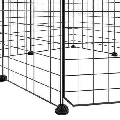 vidaXL 8-Panel Pet Cage with Door Black 35x35 cm Steel