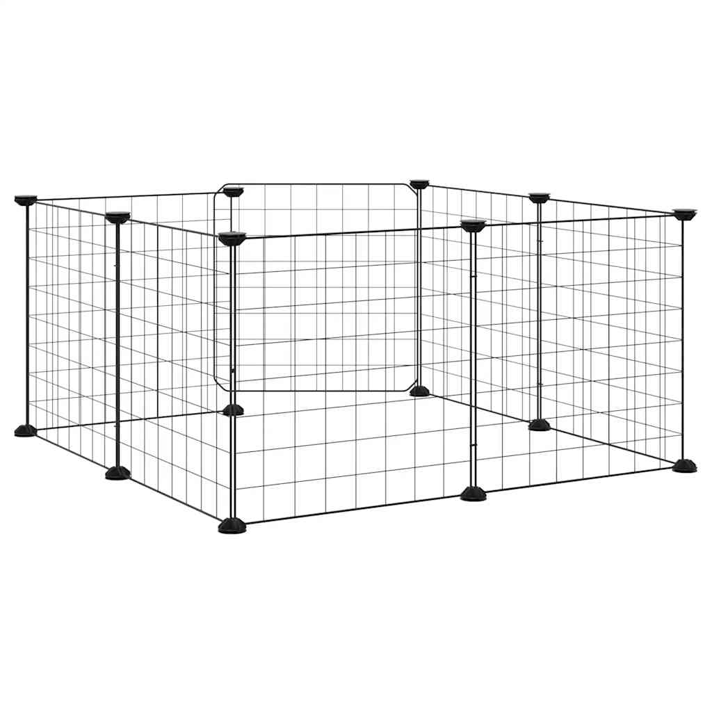 vidaXL 8-Panel Pet Cage with Door Black 70x70x35 cm Steel