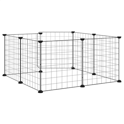 vidaXL 8-Panel Pet Cage with Door Black 70x70x35 cm Steel