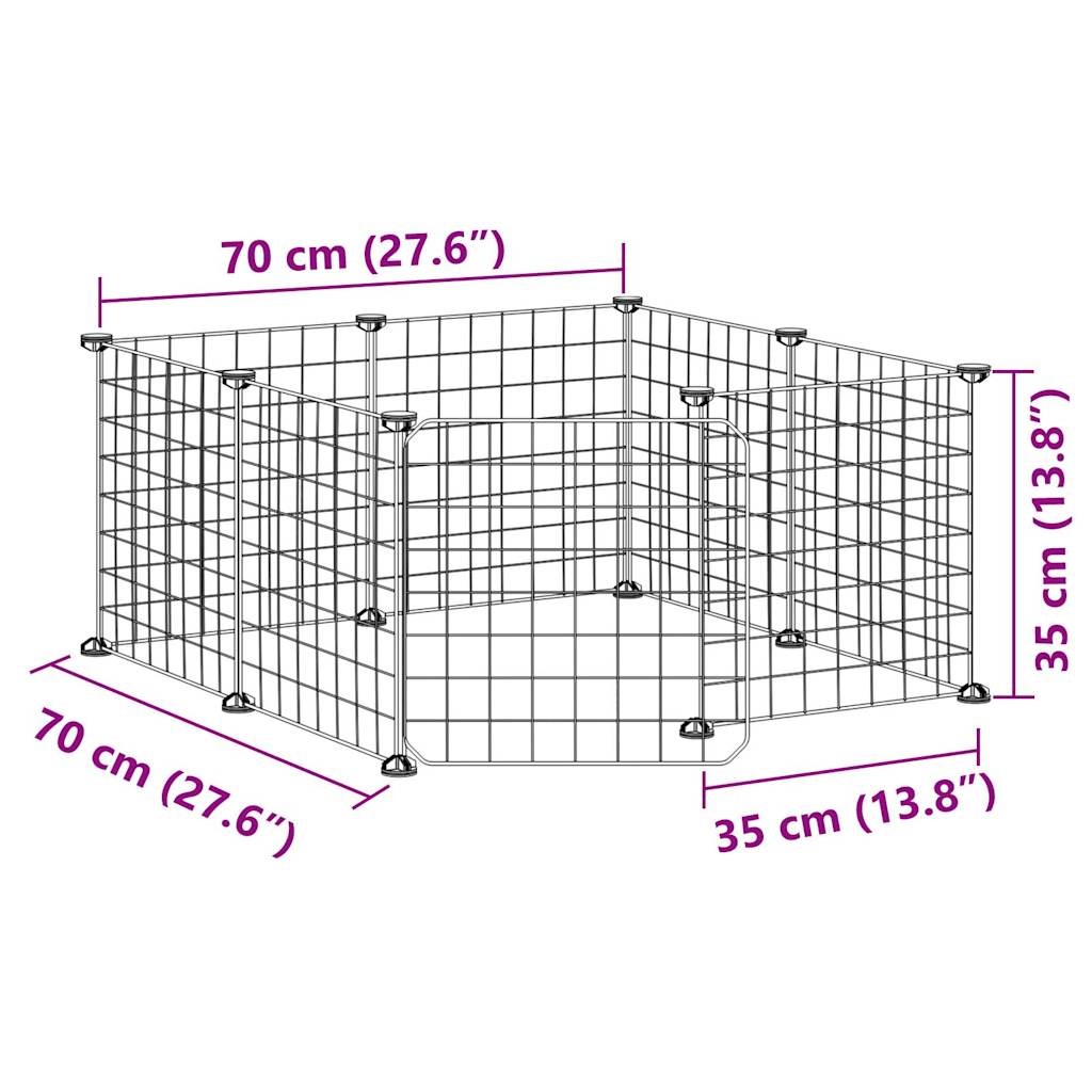 vidaXL 8-Panel Pet Cage with Door Black 35x35 cm Steel