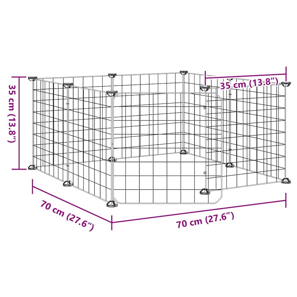 vidaXL 8-Panel Pet Cage with Door Black 70x70x35 cm Steel
