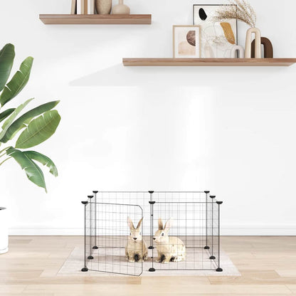 vidaXL 8-Panel Pet Cage with Door Black 70x70x35 cm Steel