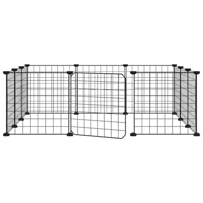 vidaXL 12-Panel Pet Cage with Door Black 35x35 cm Steel