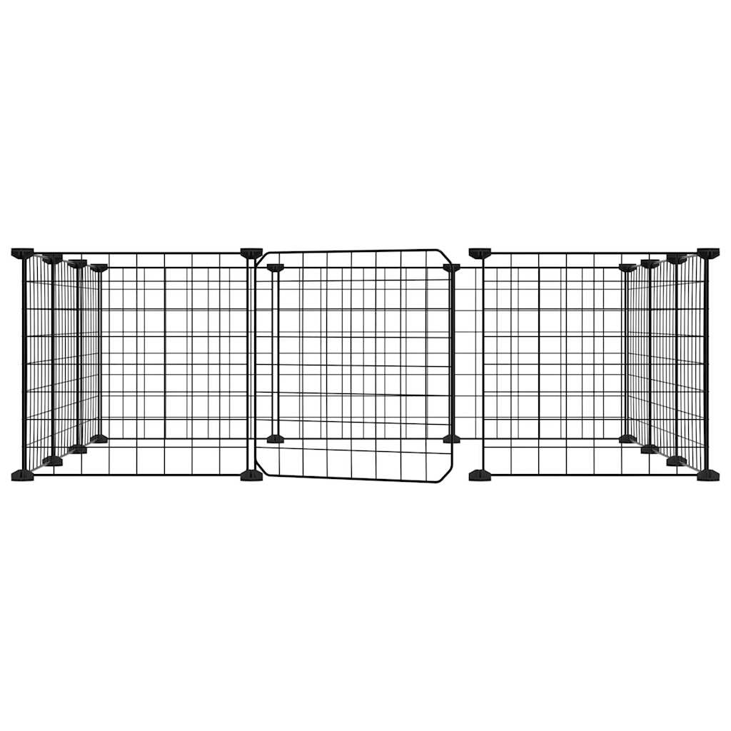 vidaXL 12-Panel Pet Cage with Door Black 35x35 cm Steel