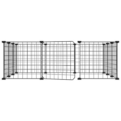 vidaXL 12-Panel Pet Cage with Door Black 35x35 cm Steel