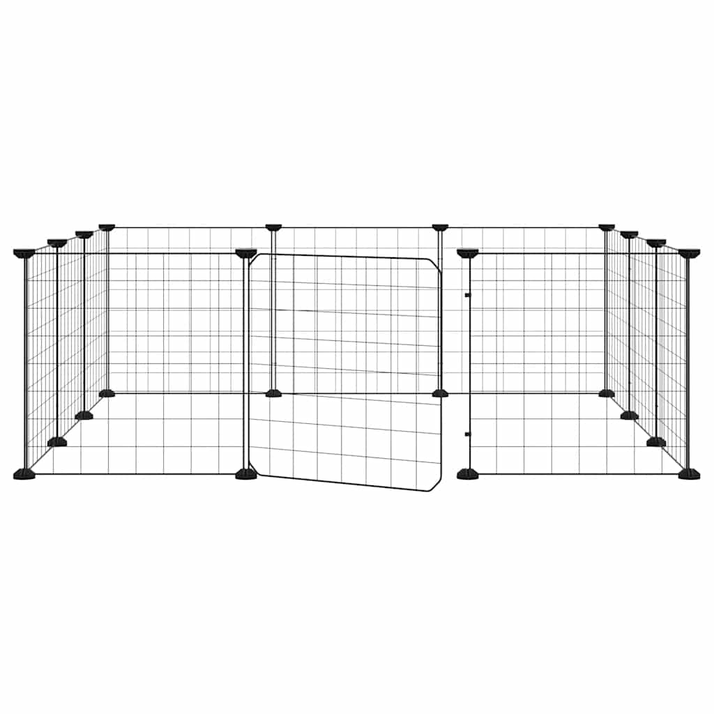 vidaXL 12-Panel Pet Cage with Door Black 105x105x35 cm Steel