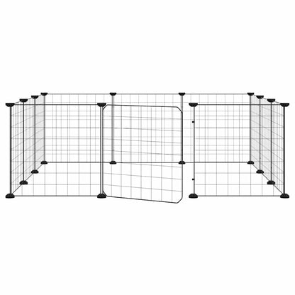 vidaXL 12-Panel Pet Cage with Door Black 105x105x35 cm Steel