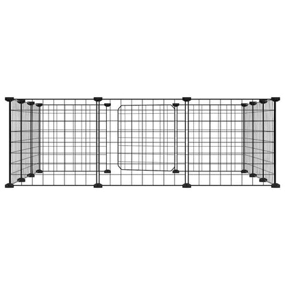vidaXL 12-Panel Pet Cage with Door Black 35x35 cm Steel