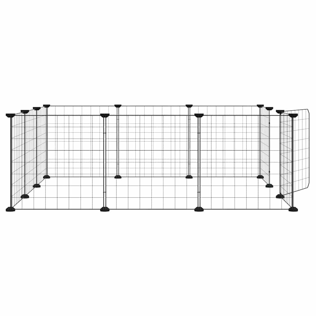 vidaXL 12-Panel Pet Cage with Door Black 105x105x35 cm Steel