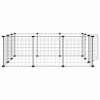vidaXL 12-Panel Pet Cage with Door Black 105x105x35 cm Steel