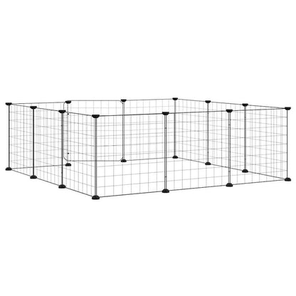 vidaXL 12-Panel Pet Cage with Door Black 105x105x35 cm Steel