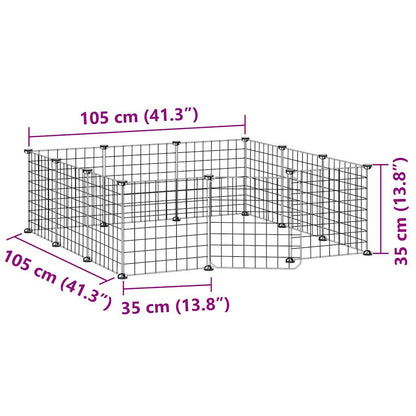 vidaXL 12-Panel Pet Cage with Door Black 35x35 cm Steel