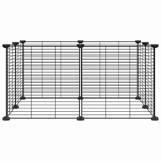 vidaXL 8-Panel Pet Cage Black 35x35 cm Steel