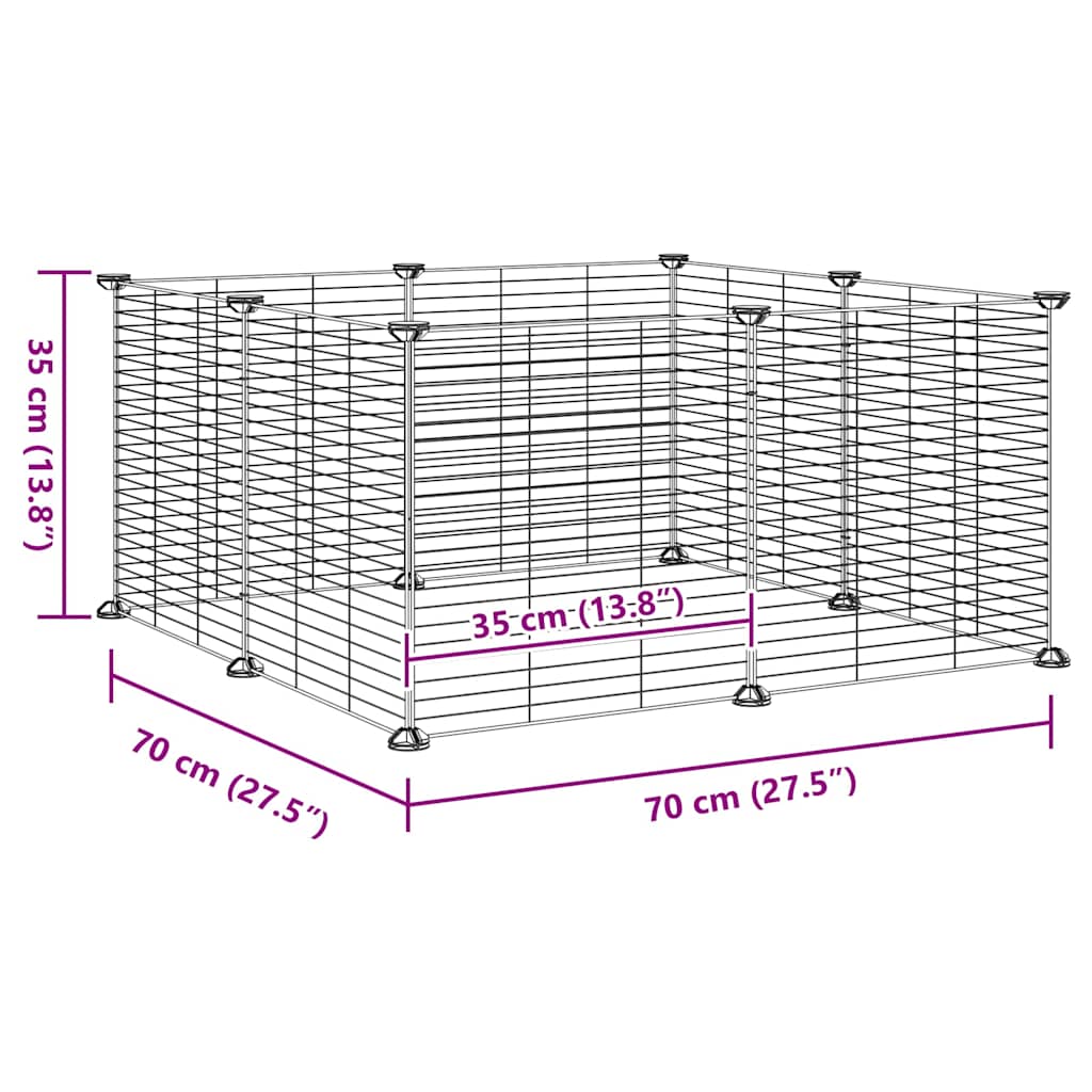 vidaXL 8-Panel Pet Cage Black 35x35 cm Steel