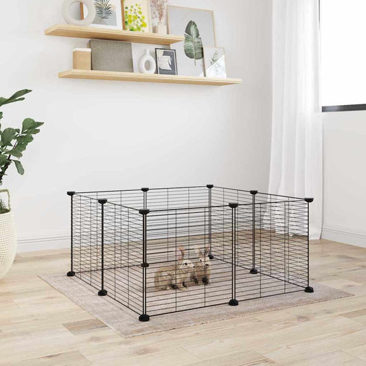 vidaXL 8-Panel Pet Cage Black 35x35 cm Steel