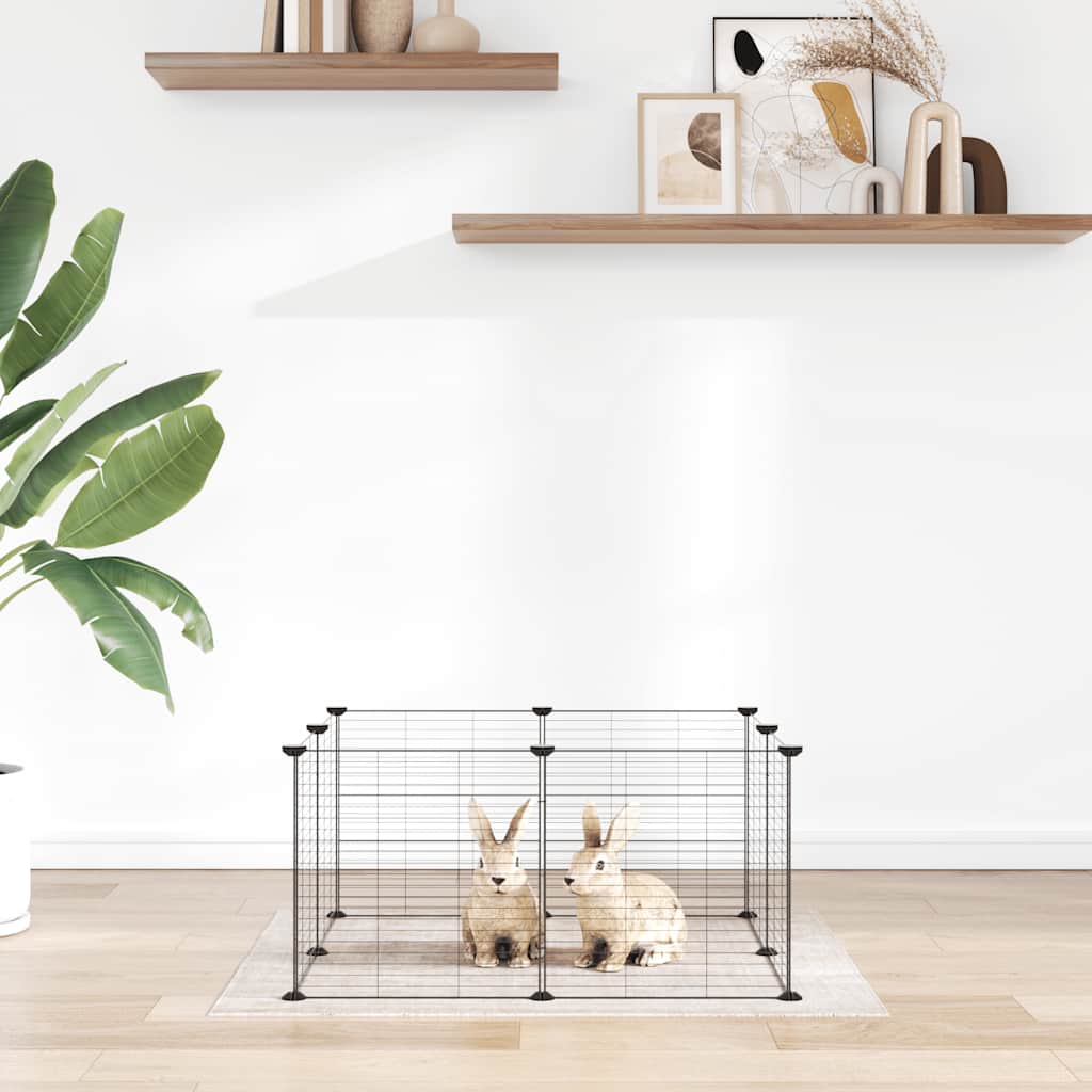 vidaXL 8-Panel Pet Cage Black 70x70x35 cm Steel